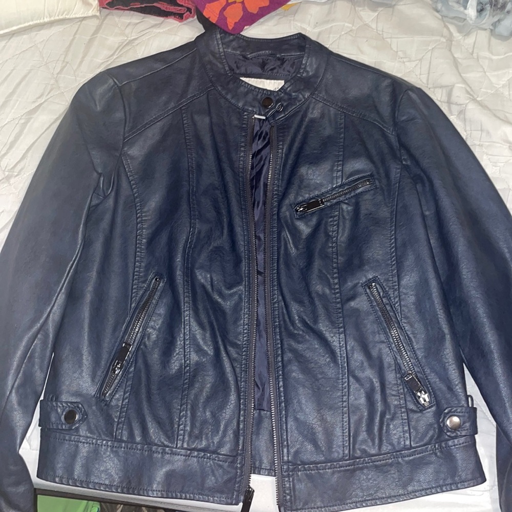 Blueish grey leather jacket